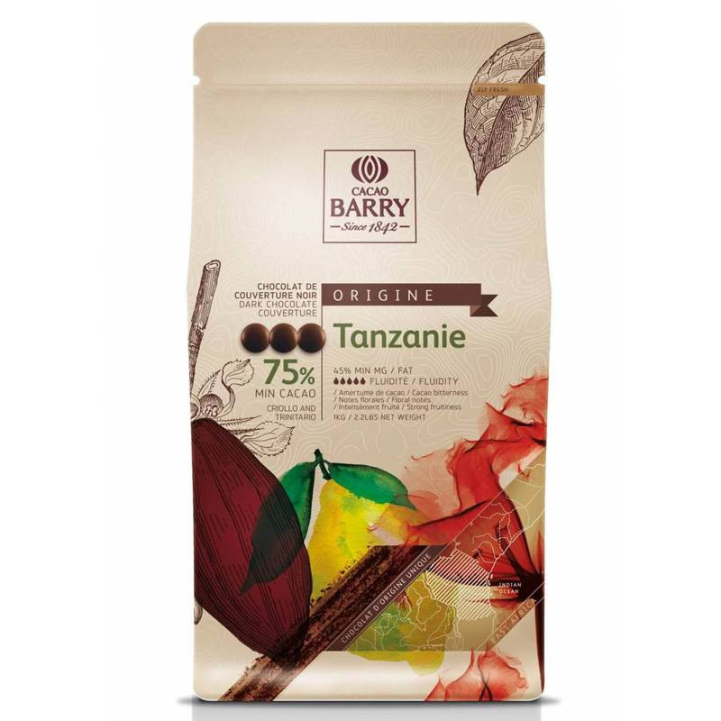 Chocolat de couverture noir Tanzanie 75% 1kg - Cacao Barry