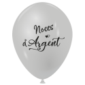 Sachet de 10 ballons de baudruches nacré "Noces d\'Argent"