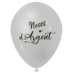 Sachet de 10 ballons de baudruches nacré "Noces d'Argent"