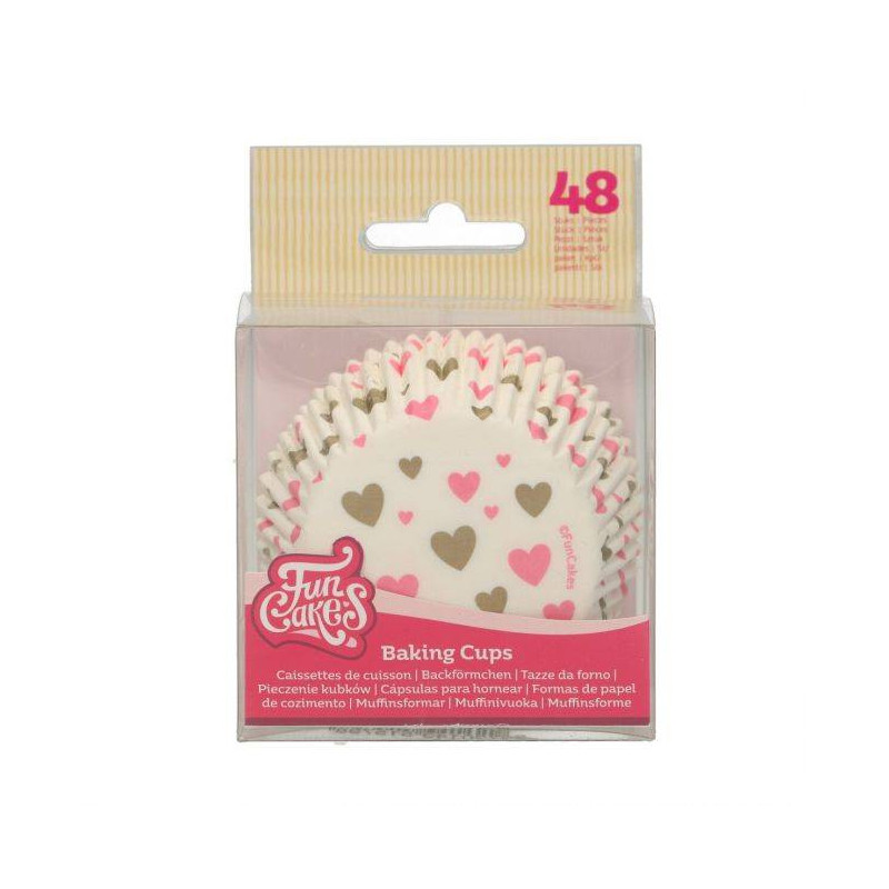 Caissettes Cupcakes petits cœurs x48 - Funcakes
