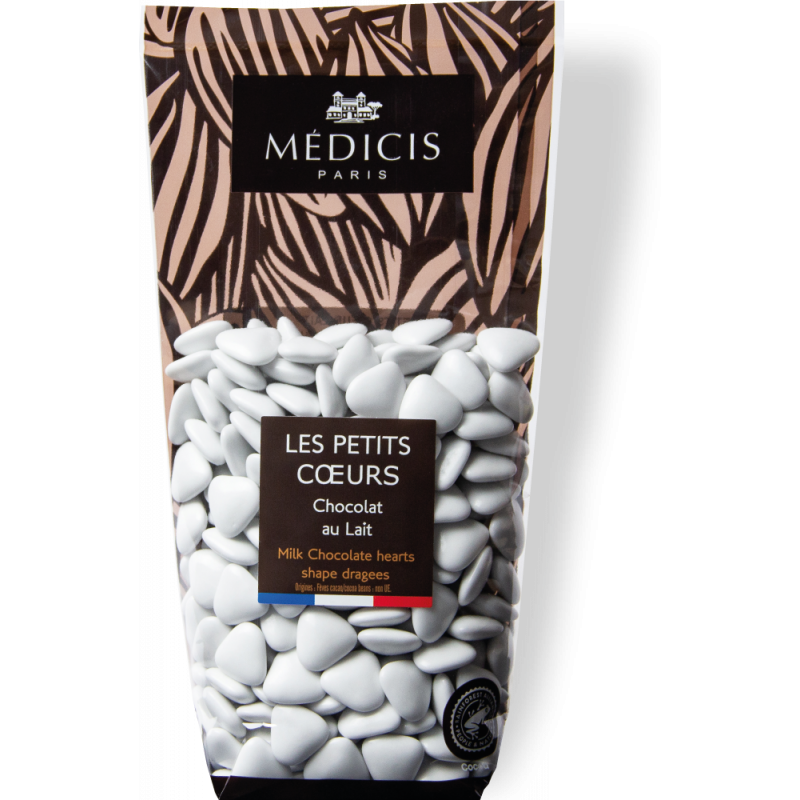 Petits coeurs chocolat au lait Médicis - Blanc - 250 gr