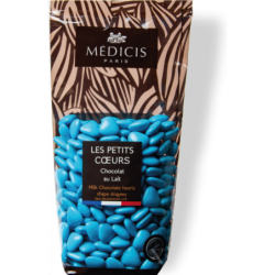 Petits coeurs chocolat au lait Médicis - Turquoise - 250 gr