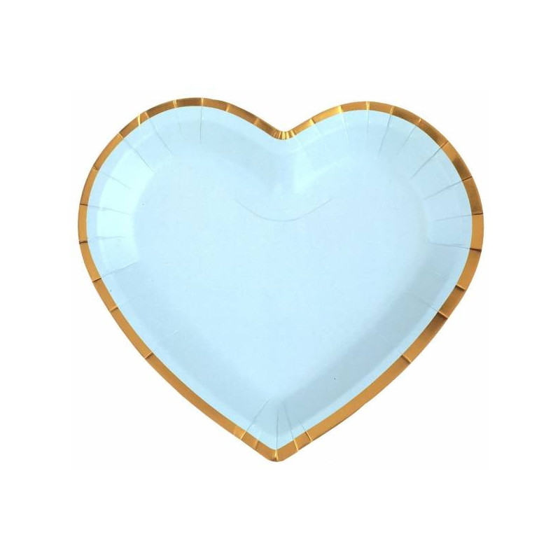 Assiette coeur bleu ciel/or x10 - Santex