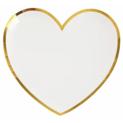 Assiette coeur blanc/or x10 - Santex