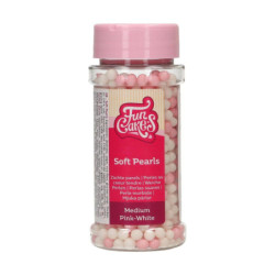 Perles sucre moelleuses rose/blanc - Funcakes