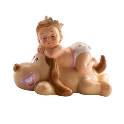 Figurine bébé fille + chien - Dekora