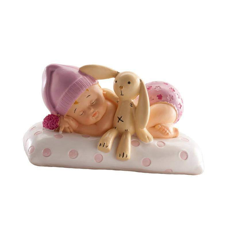 Figurine bébé fille + lapin - Dekora