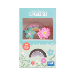 Set à cupcakes - ARC EN CIEL (24 caisses et toppers)