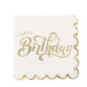 16 Serviettes "Happy Birthday" Or et Blanc 33x33cm - 3 Plis