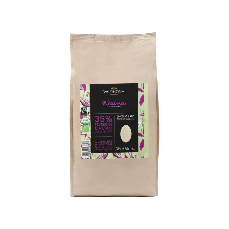 Chocolat de couverture bio - Waina blanc 35% 3kg - Valrhona